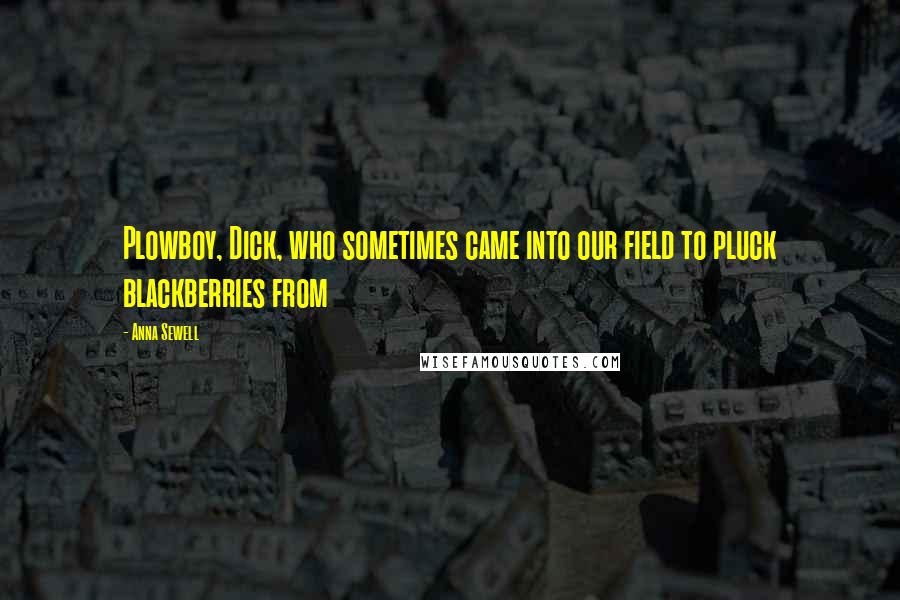 Anna Sewell Quotes: Plowboy, Dick, who sometimes came into our field to pluck blackberries from