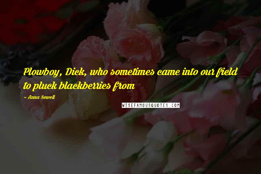 Anna Sewell Quotes: Plowboy, Dick, who sometimes came into our field to pluck blackberries from