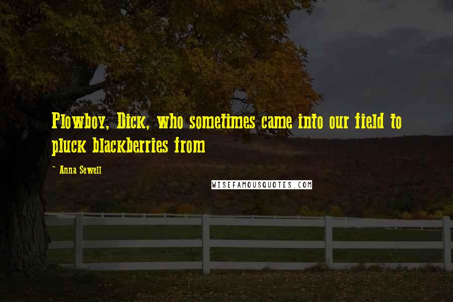 Anna Sewell Quotes: Plowboy, Dick, who sometimes came into our field to pluck blackberries from