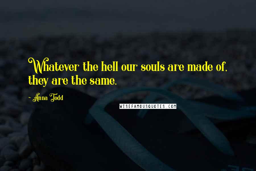 Anna Todd Quotes: Whatever the hell our souls are made of, they are the same.