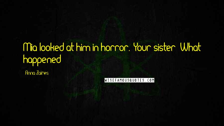 Anna Zaires Quotes: Mia looked at him in horror. "Your sister? What happened