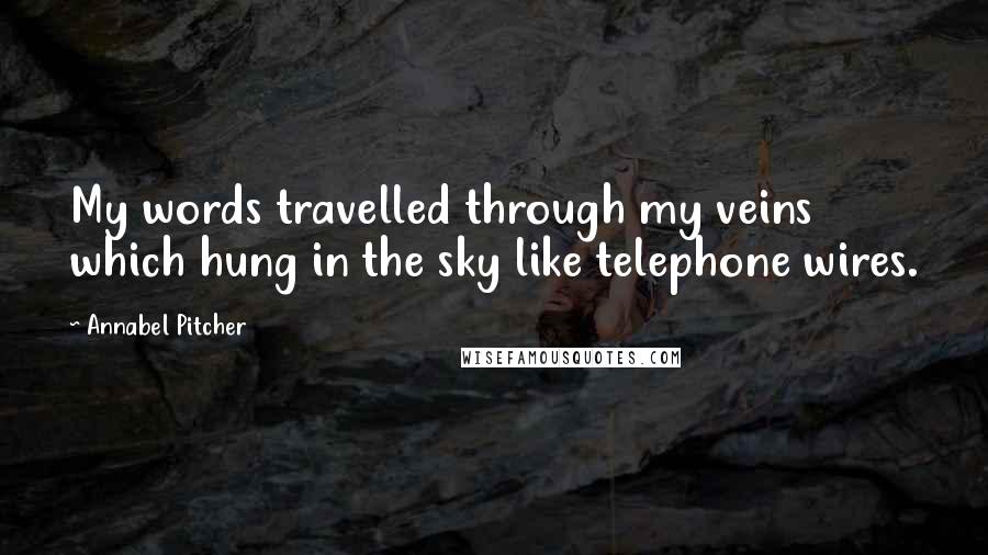 Annabel Pitcher Quotes: My words travelled through my veins which hung in the sky like telephone wires.