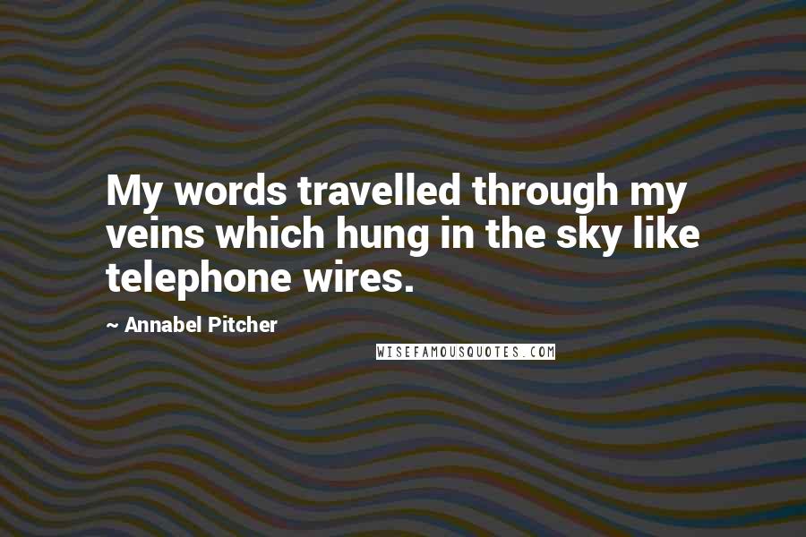 Annabel Pitcher Quotes: My words travelled through my veins which hung in the sky like telephone wires.