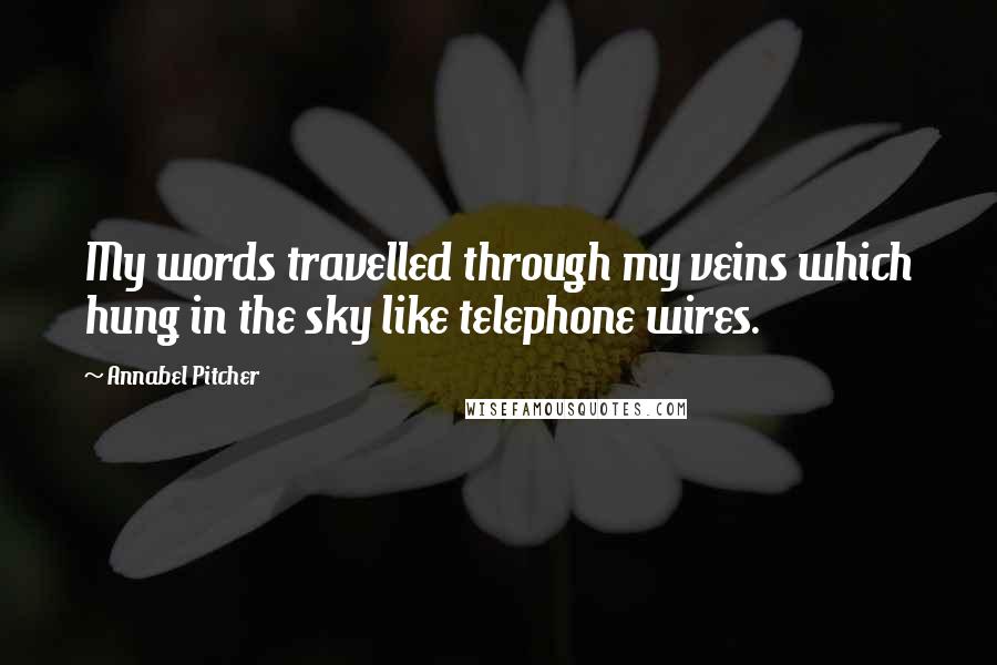 Annabel Pitcher Quotes: My words travelled through my veins which hung in the sky like telephone wires.