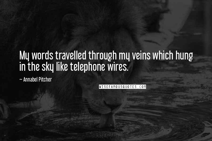 Annabel Pitcher Quotes: My words travelled through my veins which hung in the sky like telephone wires.