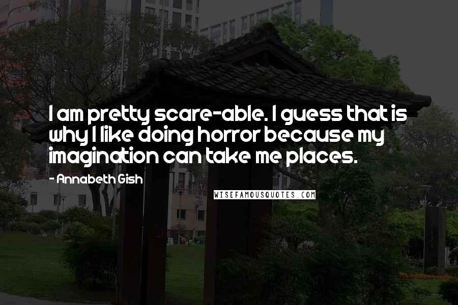 Annabeth Gish Quotes: I am pretty scare-able. I guess that is why I like doing horror because my imagination can take me places.