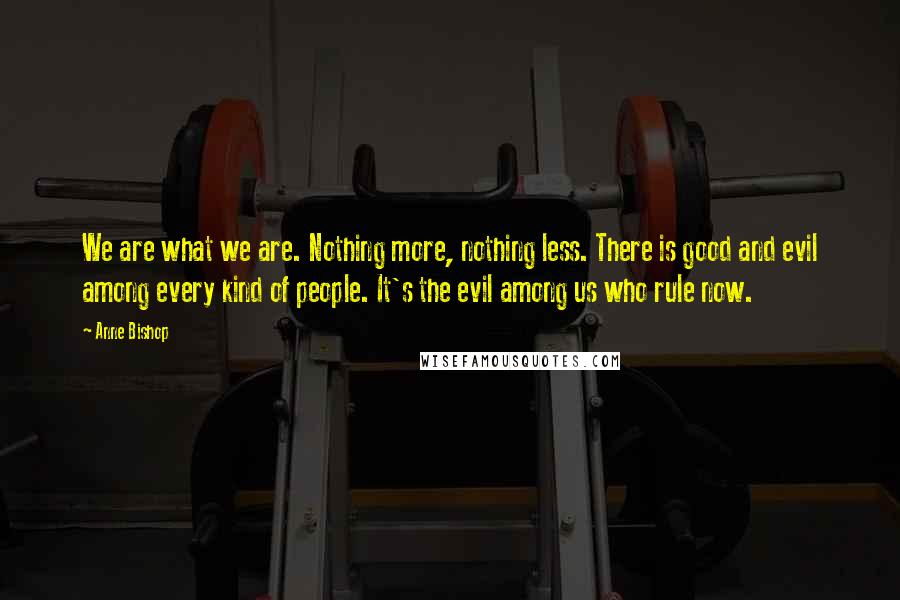 Anne Bishop Quotes: We are what we are. Nothing more, nothing less. There is good and evil among every kind of people. It's the evil among us who rule now.
