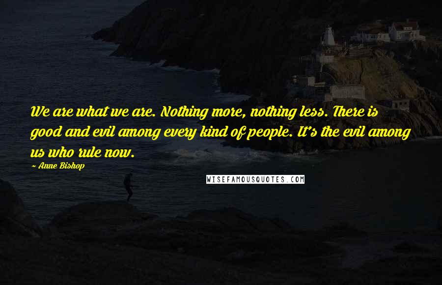 Anne Bishop Quotes: We are what we are. Nothing more, nothing less. There is good and evil among every kind of people. It's the evil among us who rule now.