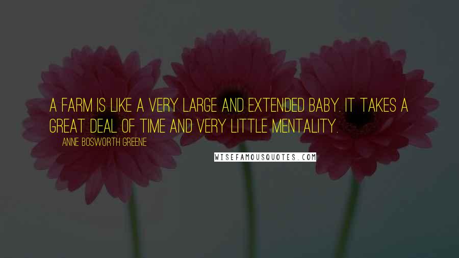 Anne Bosworth Greene Quotes: A farm is like a very large and extended baby. It takes a great deal of time and very little mentality.