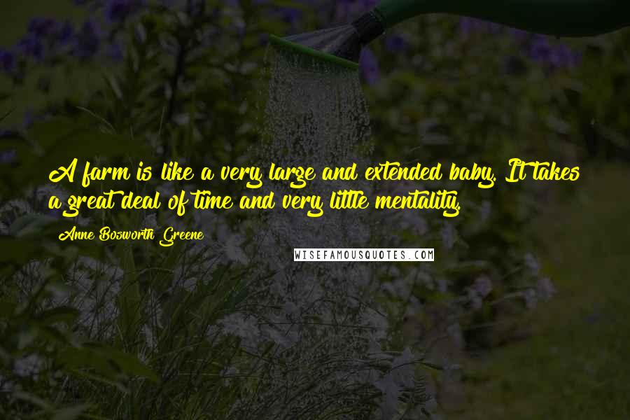 Anne Bosworth Greene Quotes: A farm is like a very large and extended baby. It takes a great deal of time and very little mentality.