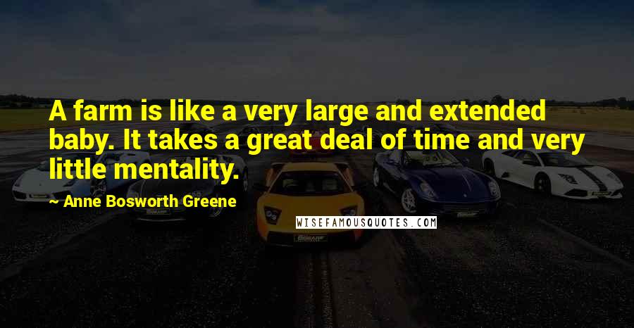 Anne Bosworth Greene Quotes: A farm is like a very large and extended baby. It takes a great deal of time and very little mentality.