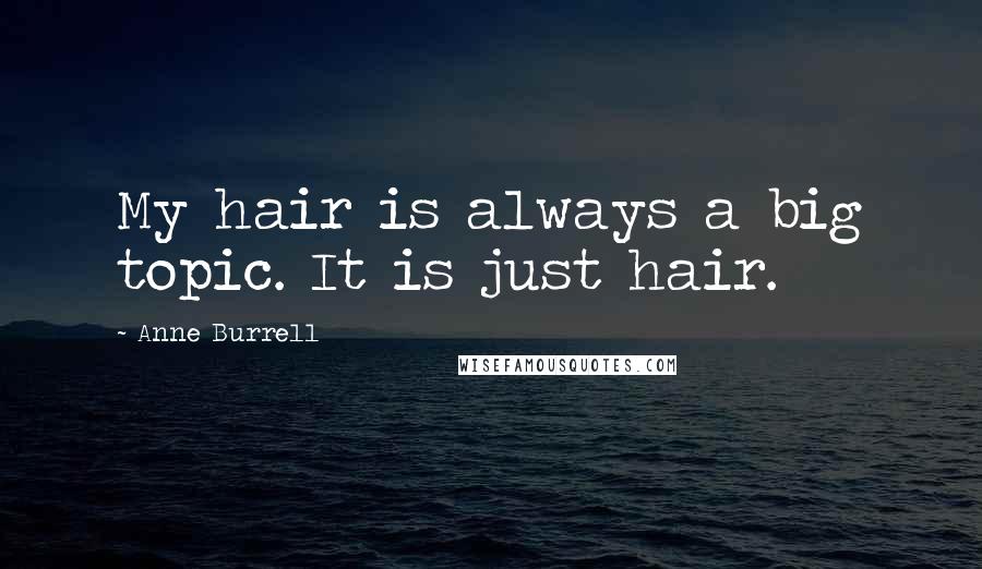 Anne Burrell Quotes: My hair is always a big topic. It is just hair.