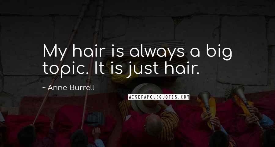 Anne Burrell Quotes: My hair is always a big topic. It is just hair.