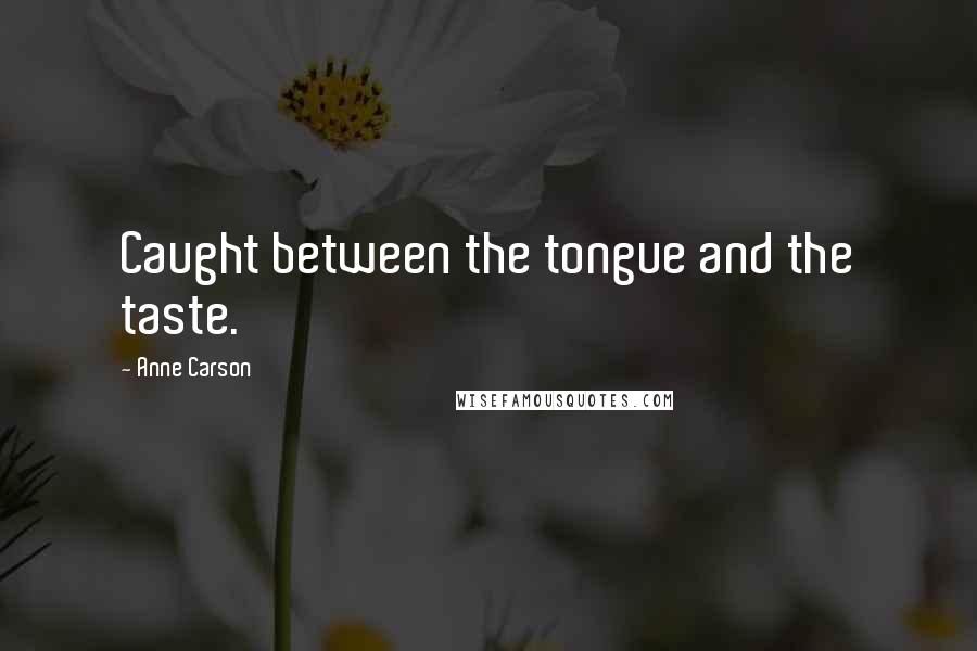 Anne Carson Quotes: Caught between the tongue and the taste.