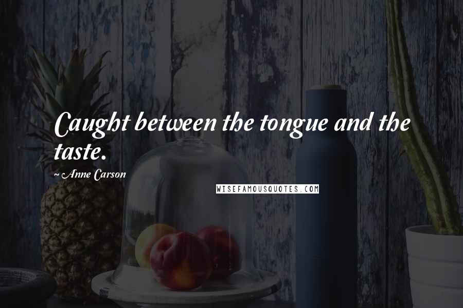 Anne Carson Quotes: Caught between the tongue and the taste.