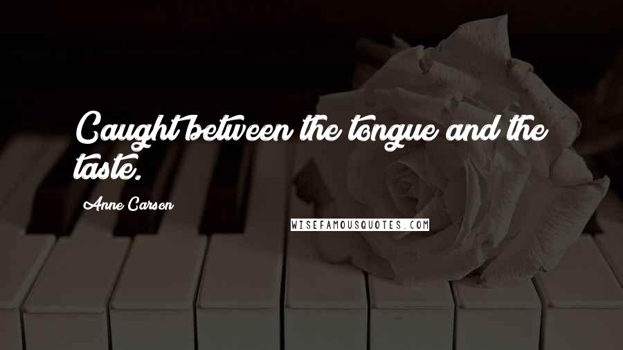 Anne Carson Quotes: Caught between the tongue and the taste.