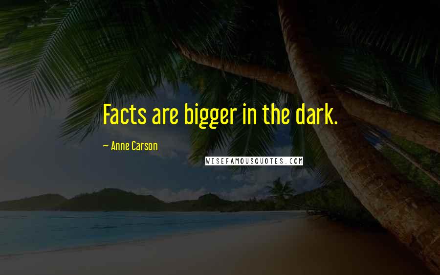 Anne Carson Quotes: Facts are bigger in the dark.