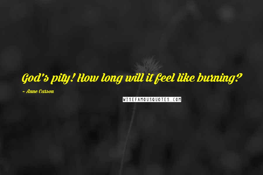 Anne Carson Quotes: God's pity! How long will it feel like burning?