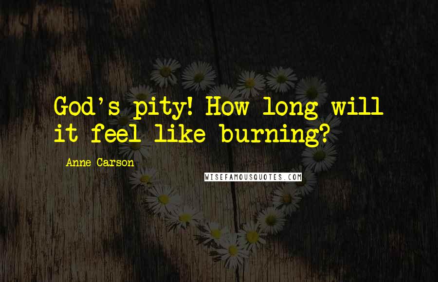 Anne Carson Quotes: God's pity! How long will it feel like burning?