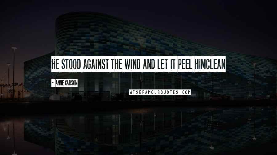 Anne Carson Quotes: He stood against the wind and let it peel himclean
