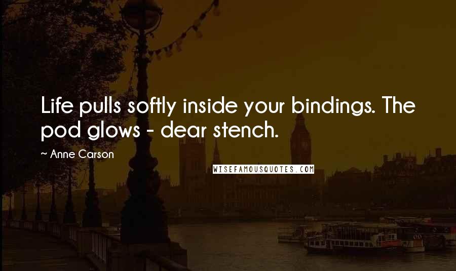 Anne Carson Quotes: Life pulls softly inside your bindings. The pod glows - dear stench.