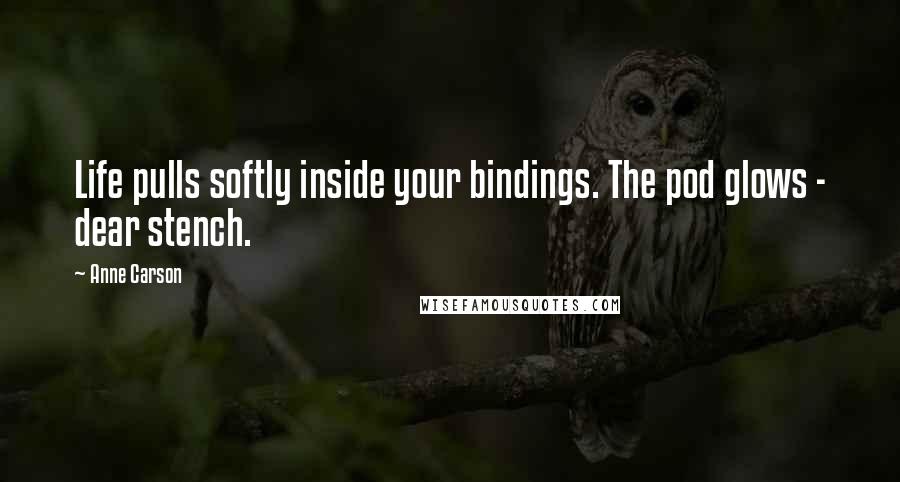 Anne Carson Quotes: Life pulls softly inside your bindings. The pod glows - dear stench.