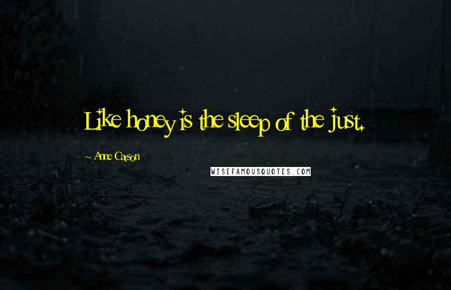 Anne Carson Quotes: Like honey is the sleep of the just.
