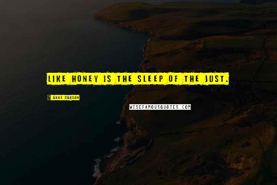 Anne Carson Quotes: Like honey is the sleep of the just.
