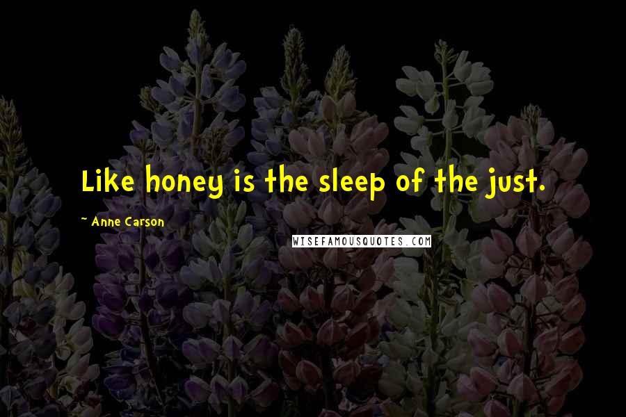 Anne Carson Quotes: Like honey is the sleep of the just.