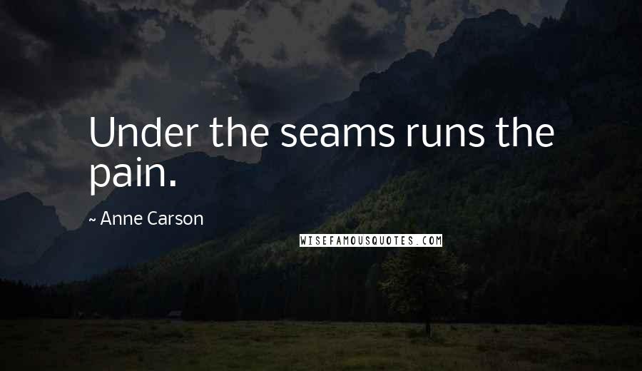Anne Carson Quotes: Under the seams runs the pain.