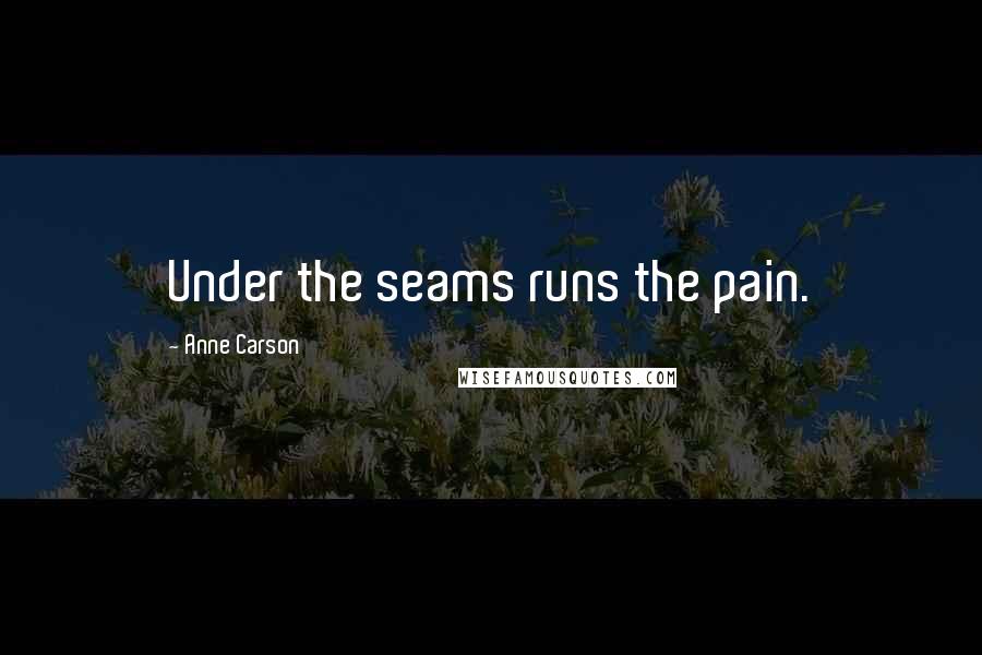 Anne Carson Quotes: Under the seams runs the pain.