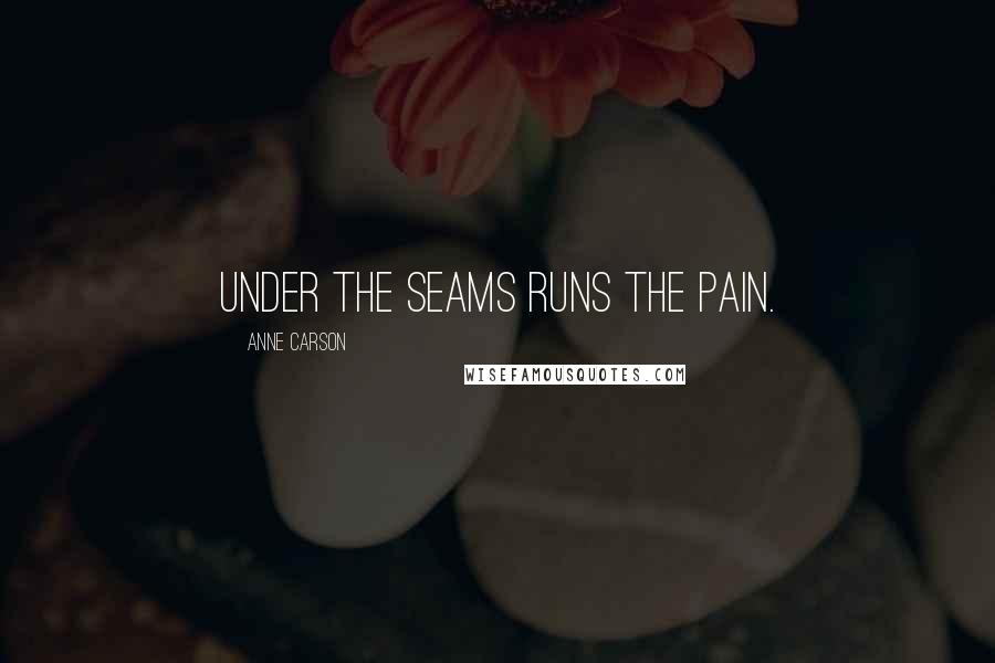 Anne Carson Quotes: Under the seams runs the pain.