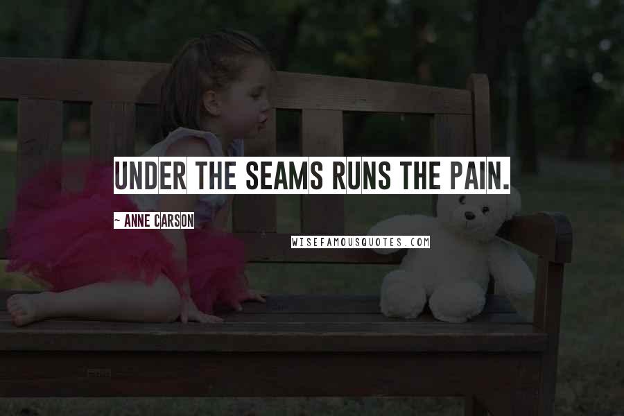 Anne Carson Quotes: Under the seams runs the pain.