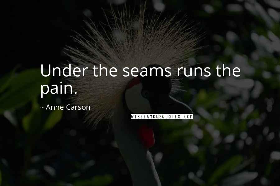 Anne Carson Quotes: Under the seams runs the pain.