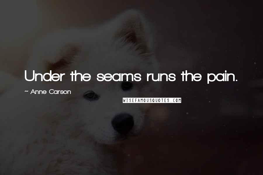 Anne Carson Quotes: Under the seams runs the pain.