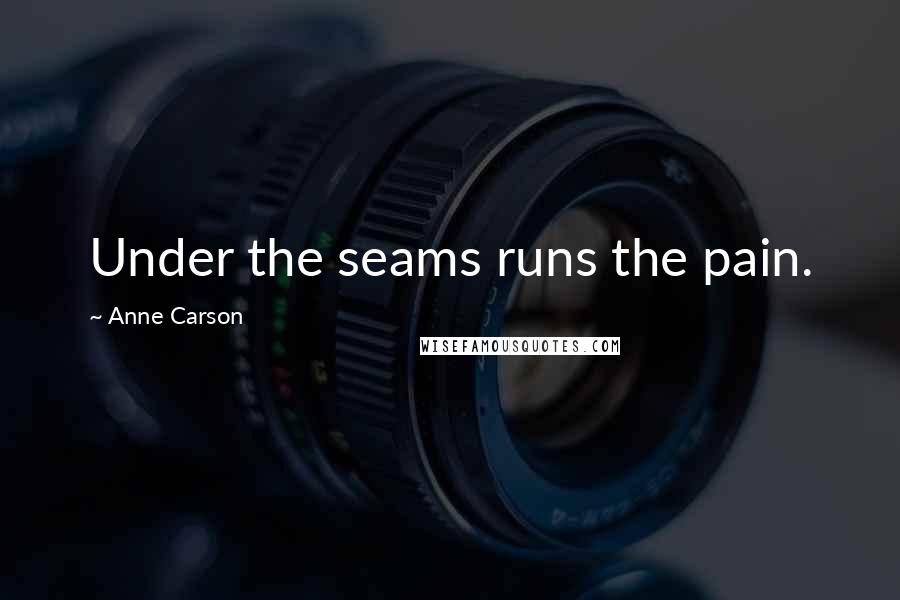 Anne Carson Quotes: Under the seams runs the pain.