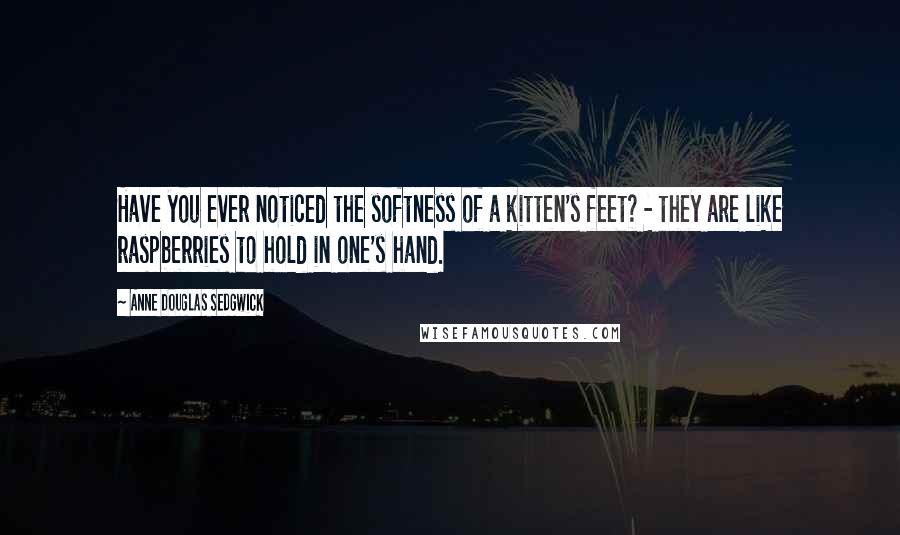 Anne Douglas Sedgwick Quotes: Have you ever noticed the softness of a kitten's feet? - they are like raspberries to hold in one's hand.