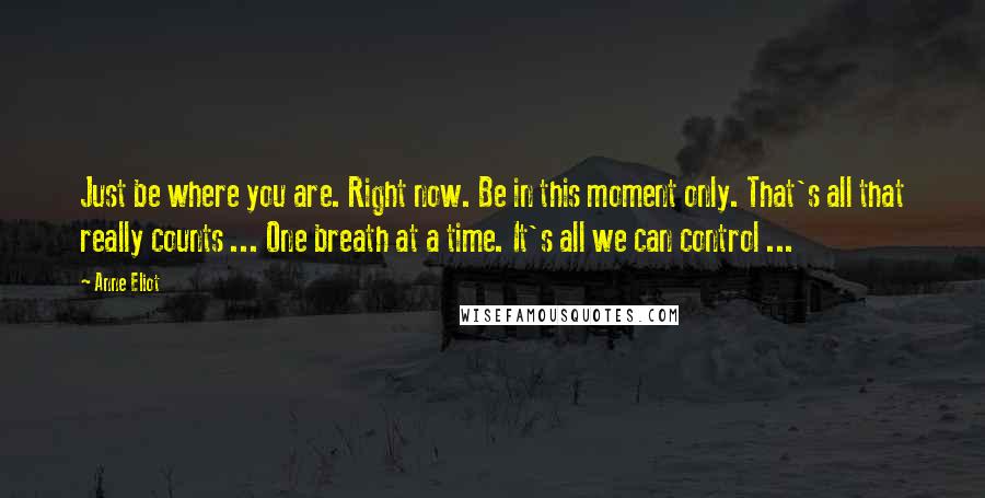 Anne Eliot Quotes: Just be where you are. Right now. Be in this moment only. That's all that really counts ... One breath at a time. It's all we can control ...