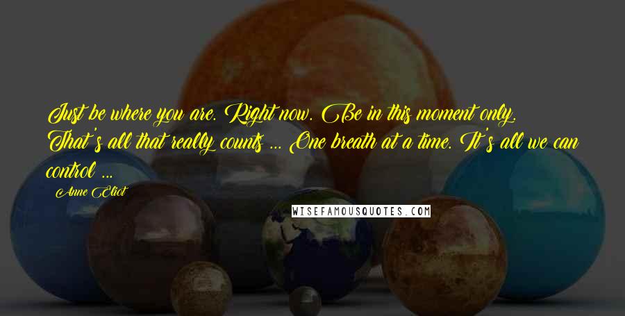 Anne Eliot Quotes: Just be where you are. Right now. Be in this moment only. That's all that really counts ... One breath at a time. It's all we can control ...