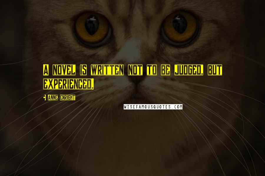 Anne Enright Quotes: A novel is written not to be judged, but experienced.