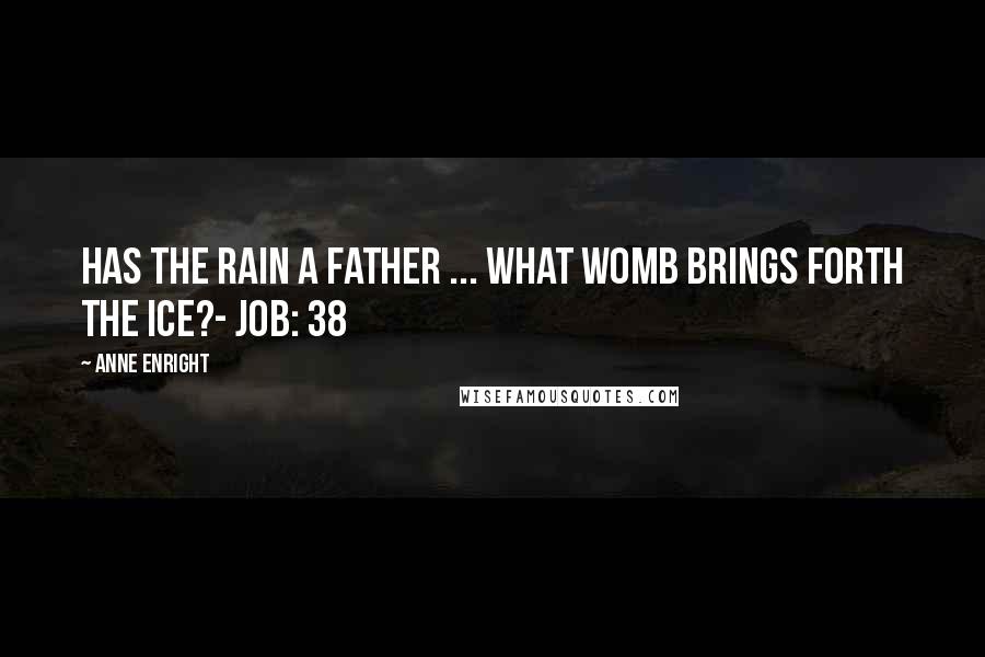 Anne Enright Quotes: Has the rain a father ... What womb brings forth the ice?- Job: 38