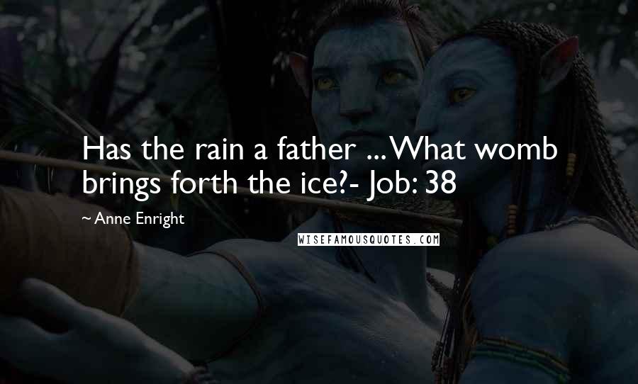 Anne Enright Quotes: Has the rain a father ... What womb brings forth the ice?- Job: 38