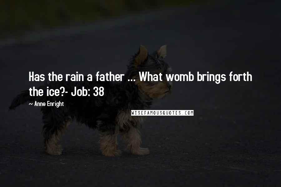 Anne Enright Quotes: Has the rain a father ... What womb brings forth the ice?- Job: 38