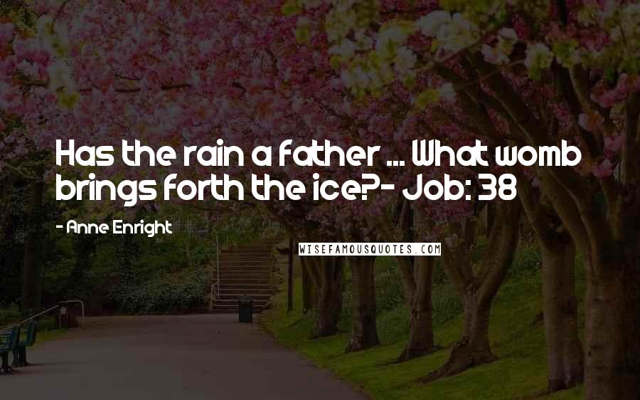 Anne Enright Quotes: Has the rain a father ... What womb brings forth the ice?- Job: 38