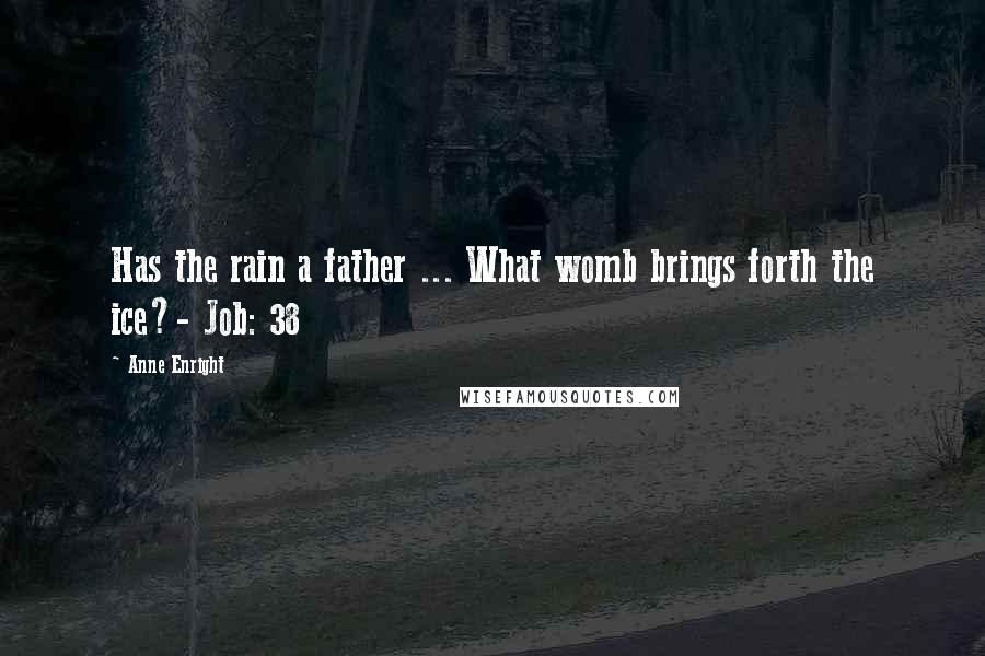 Anne Enright Quotes: Has the rain a father ... What womb brings forth the ice?- Job: 38