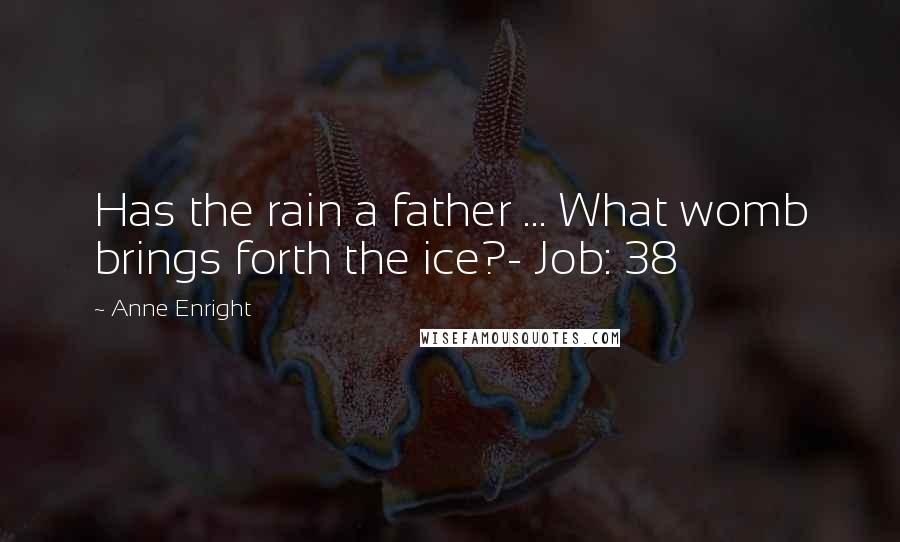 Anne Enright Quotes: Has the rain a father ... What womb brings forth the ice?- Job: 38