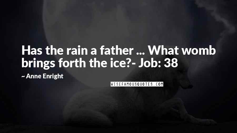 Anne Enright Quotes: Has the rain a father ... What womb brings forth the ice?- Job: 38