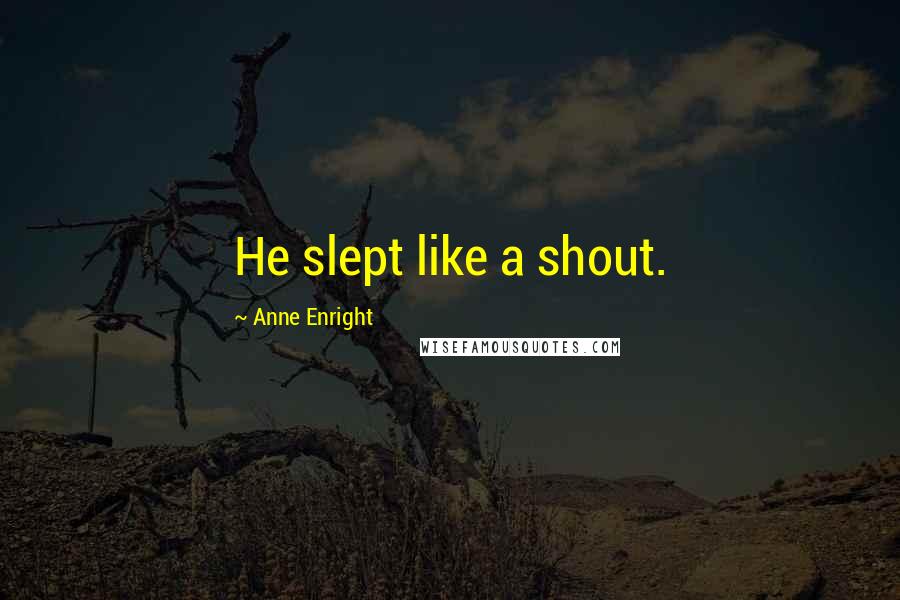 Anne Enright Quotes: He slept like a shout.