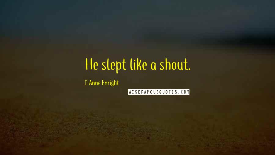 Anne Enright Quotes: He slept like a shout.