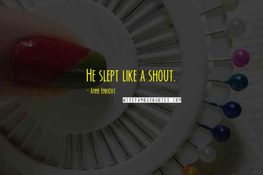 Anne Enright Quotes: He slept like a shout.